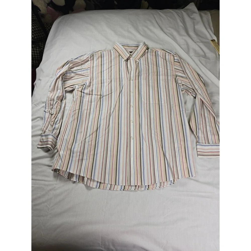 Jos. A. Bank Shirt Mens XL‎ Multicolor Stripe Traveler's Collection Long Sleeve